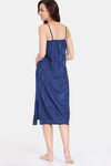 Zivame Floral Vows Woven Mid Length Nightdress - Medieval Blue — thumbnail 3